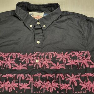 Chubbies Weekend Getaway Stretch Popover Pullover Black Shirt XL Palm‎ Trees